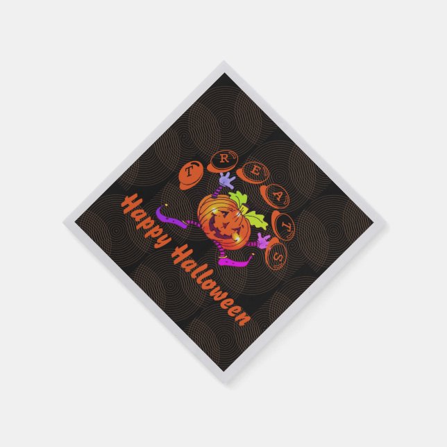 Dancing Happy Pumpkin Halloween Treats  Napkins (Corner)