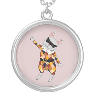 Dancing Harlequin Bunny Necklace