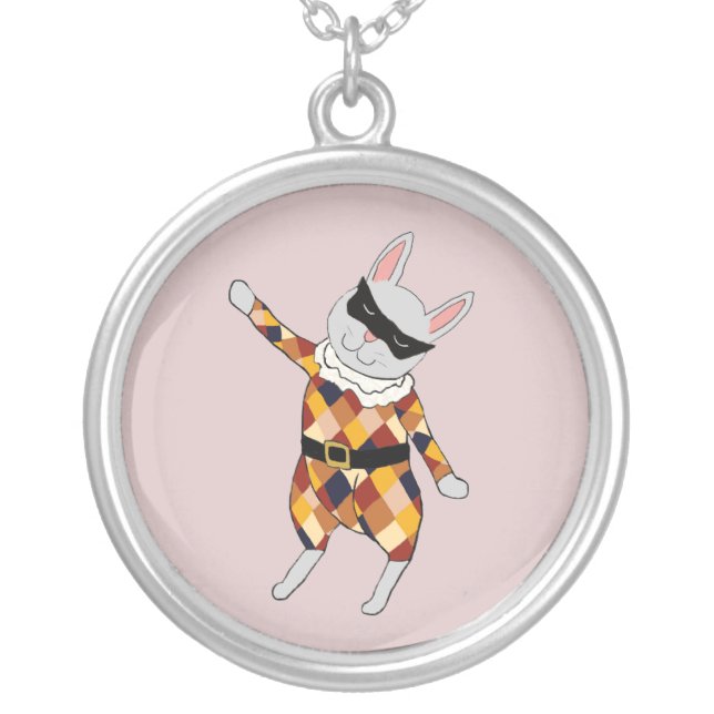 Dancing Harlequin Bunny Necklace (Front)