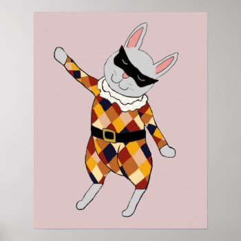 Dancing Harlequin Bunny Poster Print by sfcount at Zazzle