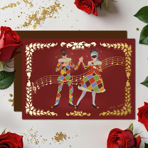 Dancing Harlequins Foil Postcard