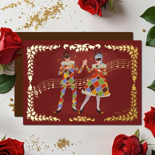 Dancing Harlequins Foil Postcard (Creator Uploaded)