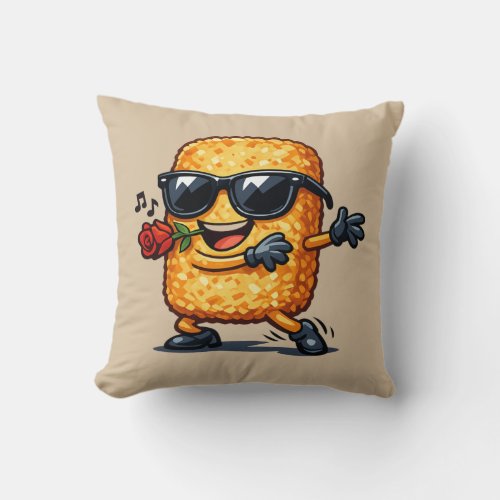 Dancing Hash Brown Throw Pillow