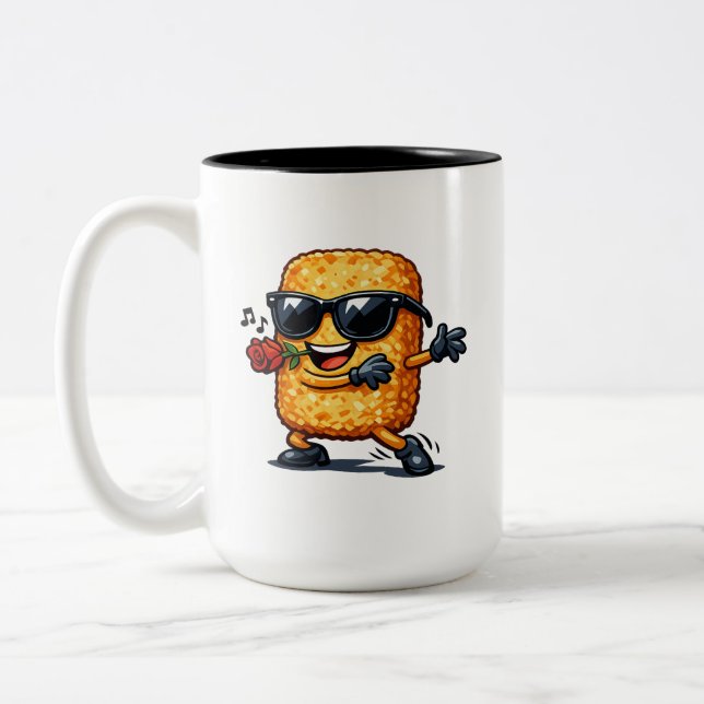 Dancing Hash Brown Two-Tone Coffee Mug (Left)