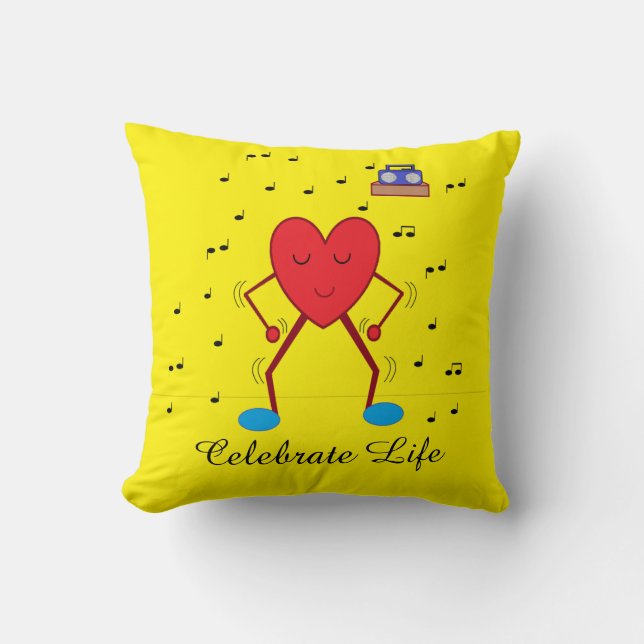 Dancing Heart Throw Pillow (Front)