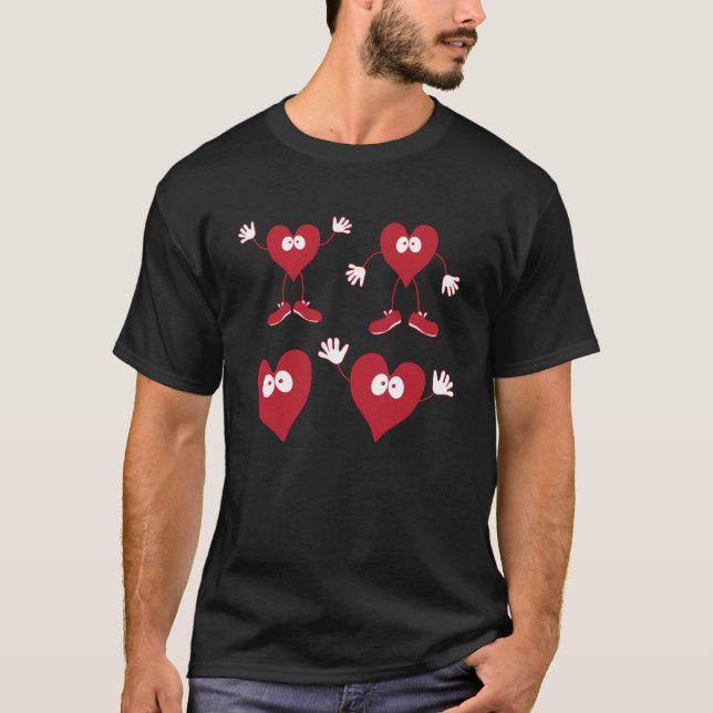 Dancing Hearts Dance Challenge Valentines Day Pull T-Shirt (Front)