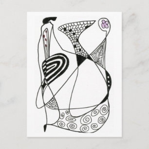 "Dancing Hen" Abstract Postcard