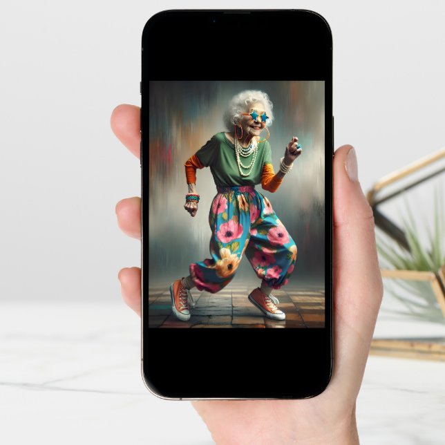 Dancing Hip Old Lady For Birthday Card (Front Digital)