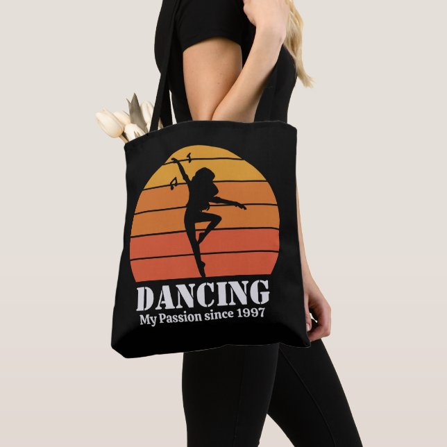 Dancing Hobby Retro Sunset Personalize Tote Bag (Close Up)