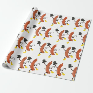 Dancing Hot Dogs Wrapping Paper