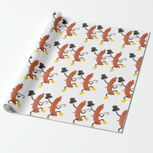 Dancing Hot Dogs Wrapping Paper