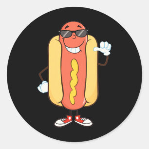 Dancing Hotdog Shirt- Funny Food T Shirt Classic Round Sticker