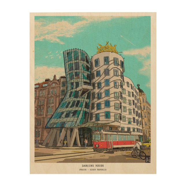 Dancing House Prague Czech Republic Whimsical Art (Front)