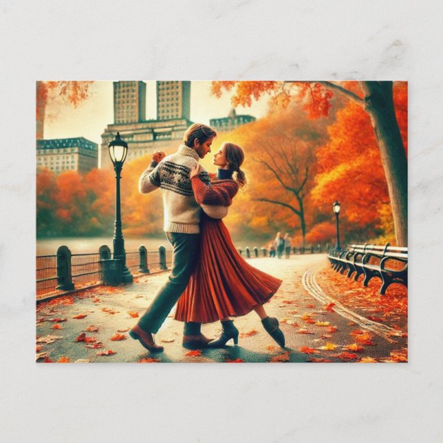 Dancing in Central Park New York Autumn Postcard (Front)