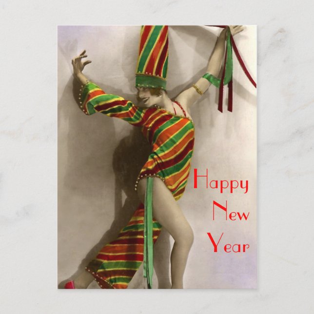 Dancing in the New Year Holiday Postcard (Front)