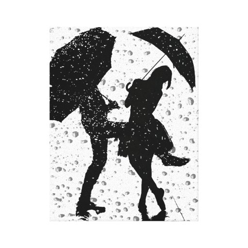 dancing rain canvas silhouette couple wrap zazzle