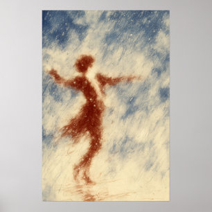 Dancing in the Rain   Expressive Figurative Poster