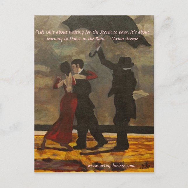 "Dancing in the Rain" Postcard (Front)