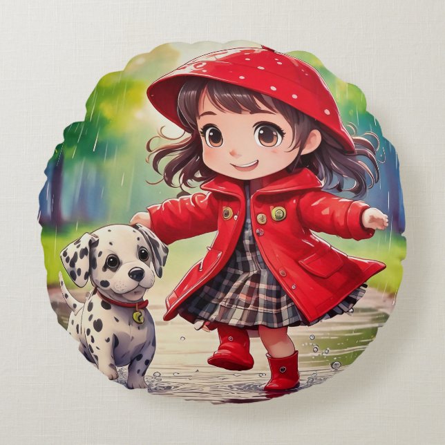 Dancing in the Rain Round Pillow (Front)