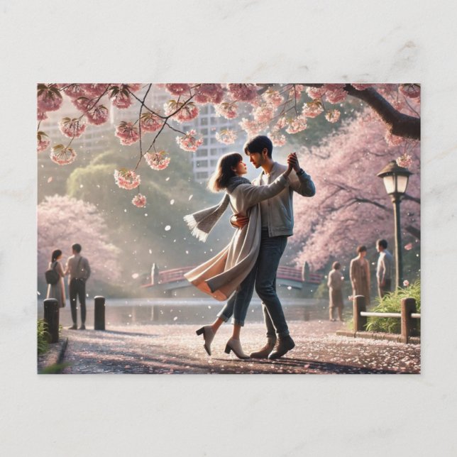 Dancing in Ueno Park Japan in the Spring Postcard (Front)