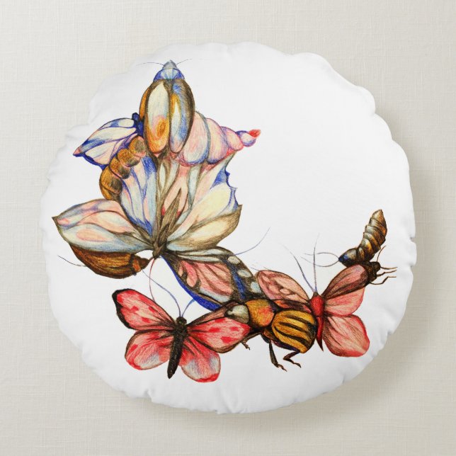 Dancing insects  round pillow (Front)