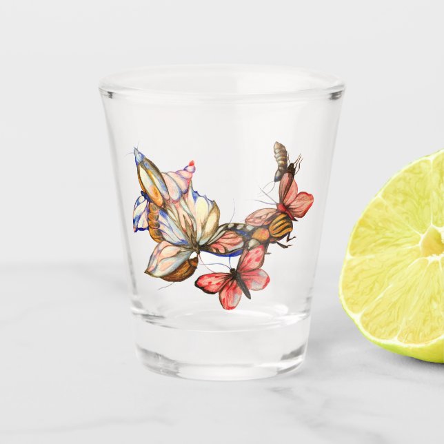 Dancing insects shot glass (Front)