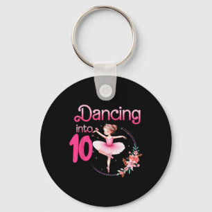 Dancing Into 10 Ballerina 10th Birthday Party Ball Keychain