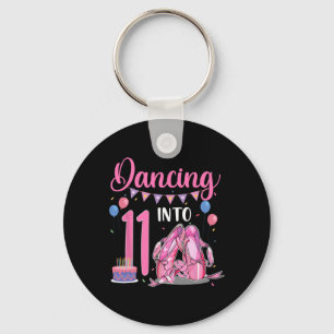 Dancing Into 11th Birthday Ballerina Ballet 11 Yea Keychain