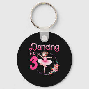 Dancing Into 3 Ballerina 3rd Birthday Party Ballet Keychain
