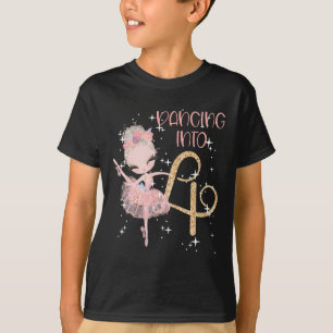 Dancing Into 4th Birthday Girl Ballet Party Dance  T-Shirt