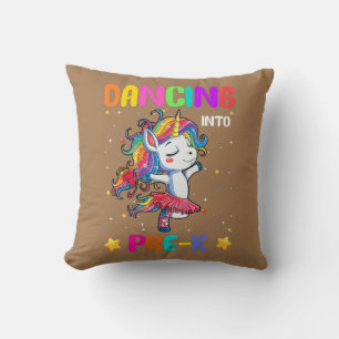 Dancing Into Pre K Ballet Unicorn Back to School Throw Pillow