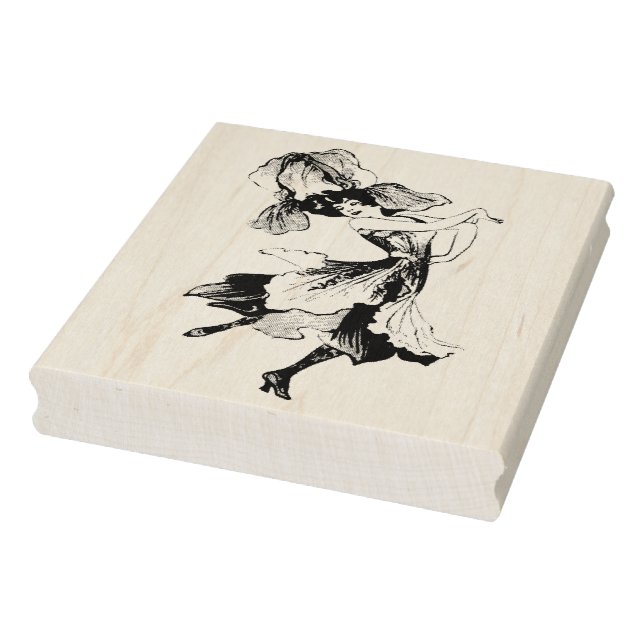 Dancing Iris Lady Vintage Rubber Art Stamp (Stamp)