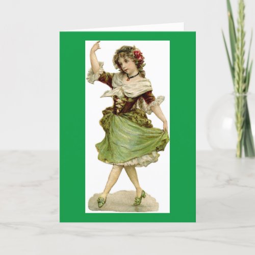 Dancing Irish Lass Holiday Card