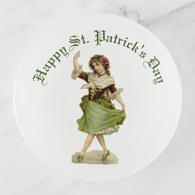 Dancing Irish Lass Trinket Tray (Front)