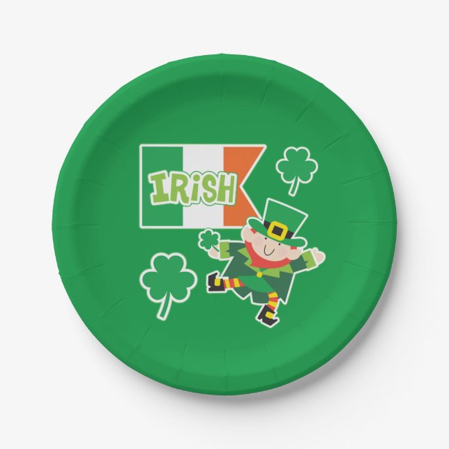 Dancing Irish Leprechaun Paper Plates (Front)