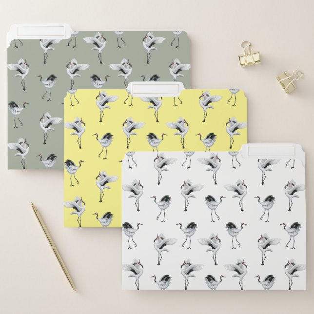 Dancing Japanese Crane File Folders (Set)