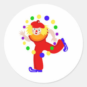 Dancing Juggler Clown Classic Round Sticker