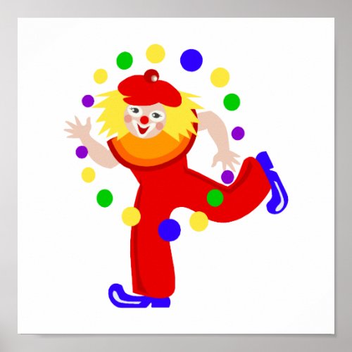 Dancing Juggler Clown Poster