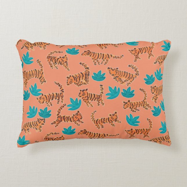 Dancing Jungle Tigers Decorative Pillow (Front)