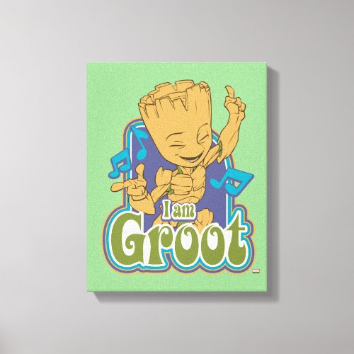 Dancing Kid Groot Badge Canvas Print