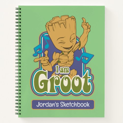 Dancing Kid Groot Badge Drawing Notebook