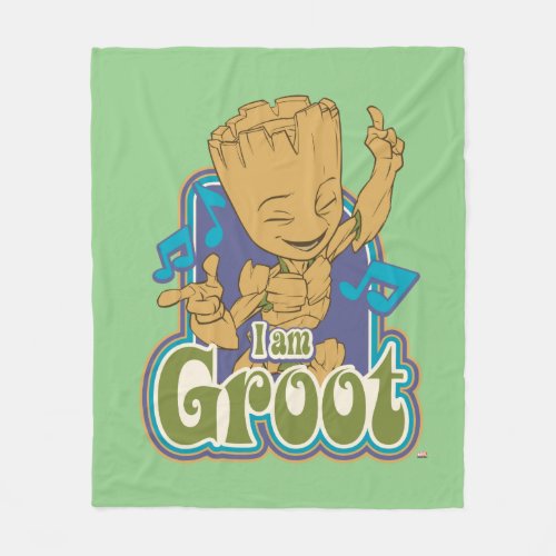 Dancing Kid Groot Badge Fleece Blanket