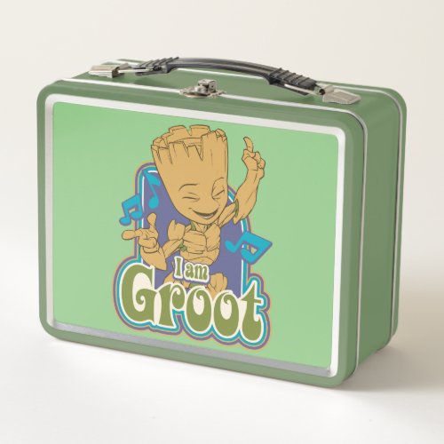 Dancing Kid Groot Badge Metal Lunch Box