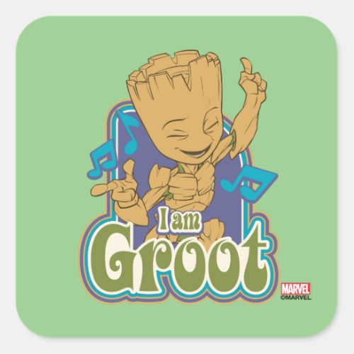 Dancing Kid Groot Badge Square Sticker