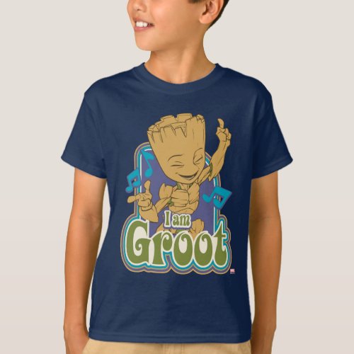 Dancing Kid Groot Badge T_Shirt