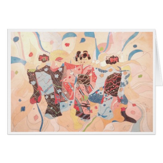DANCING KIMONO, JAPANESE GEISHA CARDS (Front Horizontal)