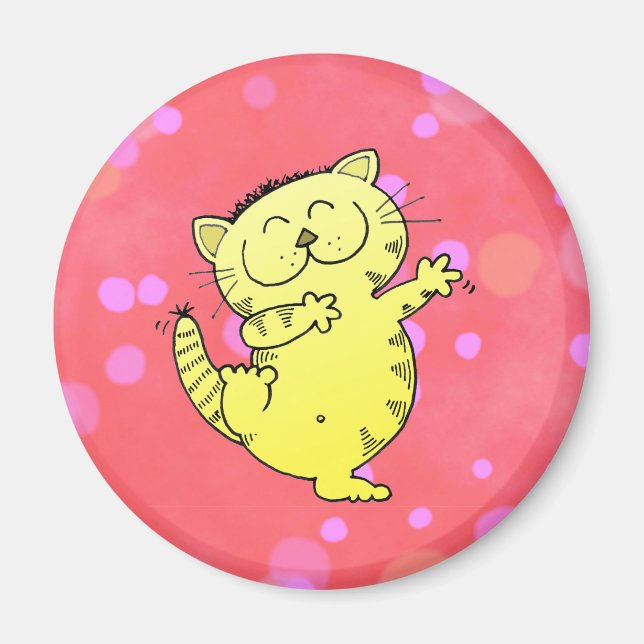 Dancing Kitten In Red Room Magnet (Front)