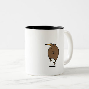 Dancing kiwi with sunglasses Two-Tone coffee mug