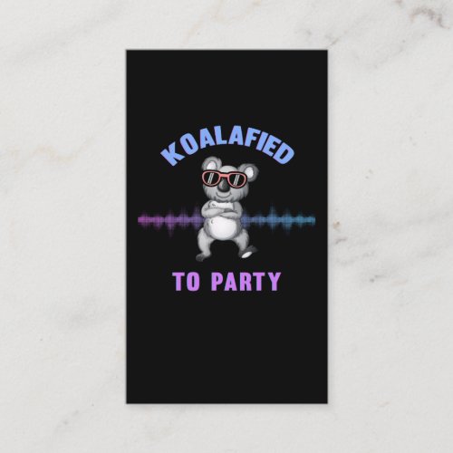 Dancing Koala Bear with Sunglasses Party Koala Business Card