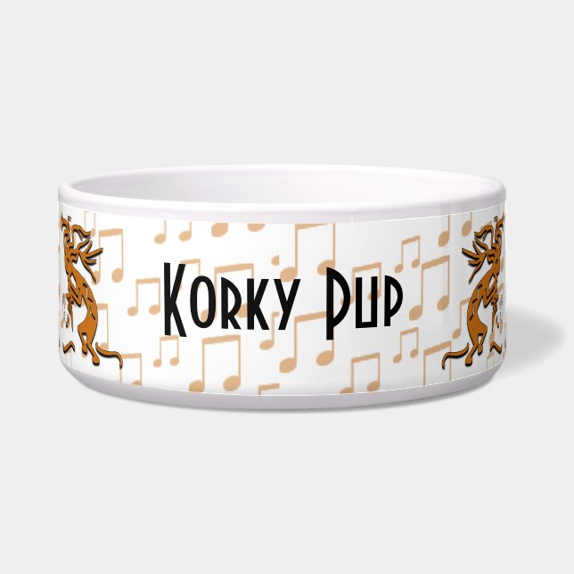 Dancing Kokopelli Merrymaker With Musical Notes Bowl (Front)